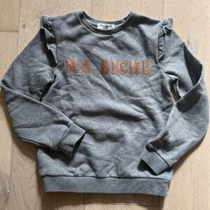Gray Kids Sweatshirt with Ruffle Sleeves by Emile et Ida